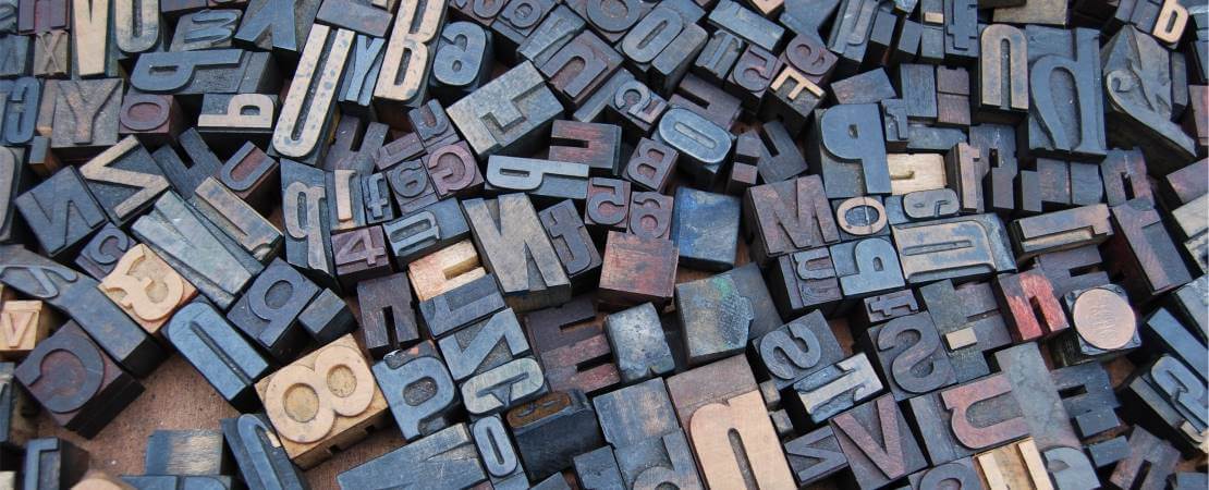 Projekte der Stiftung Deutsche Sprache - Buchstaben als Druckvorlagen zusammengewürfelt